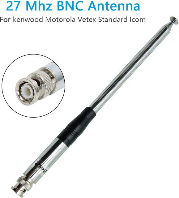 ABBREE 27 MHz BNC Antenne in Silber für CB-Radios und Walkie Talkies, Länge: 130 cm, Höhe: 23 cm - Bild 1