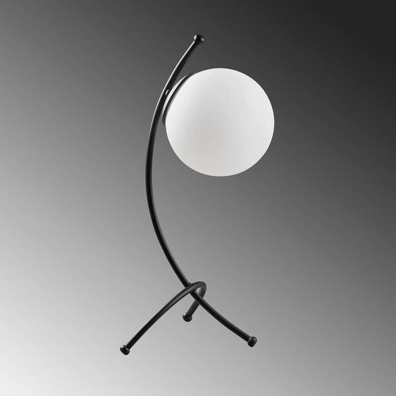 Opviq Tischleuchte in Weiß und Schwarz aus Glas und Metall mit E27 Fassung, B/H/T: 18 x 43 x 23 cm - Bild 3