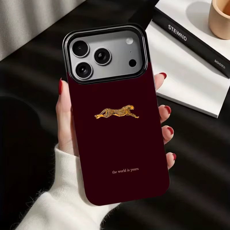 Handyhülle mit Leopardenmuster in Burgund für Apple iPhone Modelle - Bild 2
