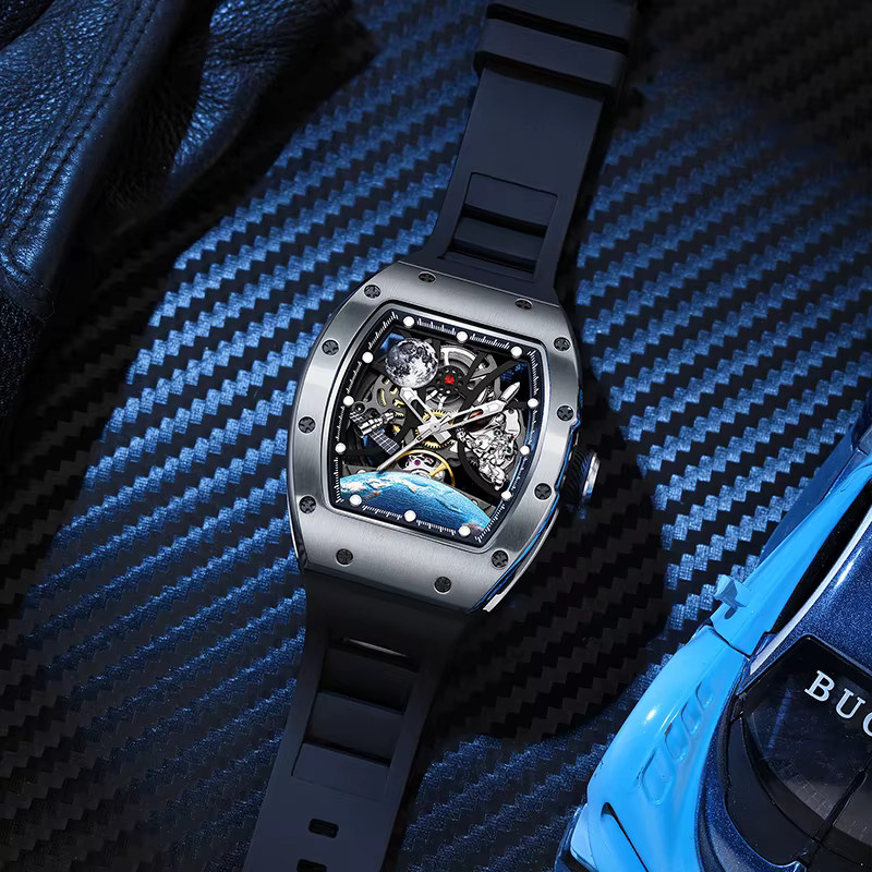Daniel Gorman Armbanduhr, Automatik, Silber, Silikon, Herren - Bild 2