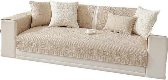 Super Six Baumwoll-Sofakissen mit floraler Bestickung, quadratisch, B/B: 70 x 70 cm, in Grau oder Beige - Bild 1