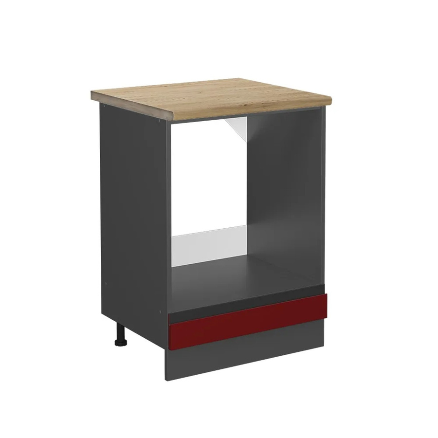 Vicco Herdbauschrank R-Line in Rot/Anthrazit mit Eiche-Optik, Breite: 60 cm, Höhe: 81,6 cm, Tiefe: 60 cm - Bild 2