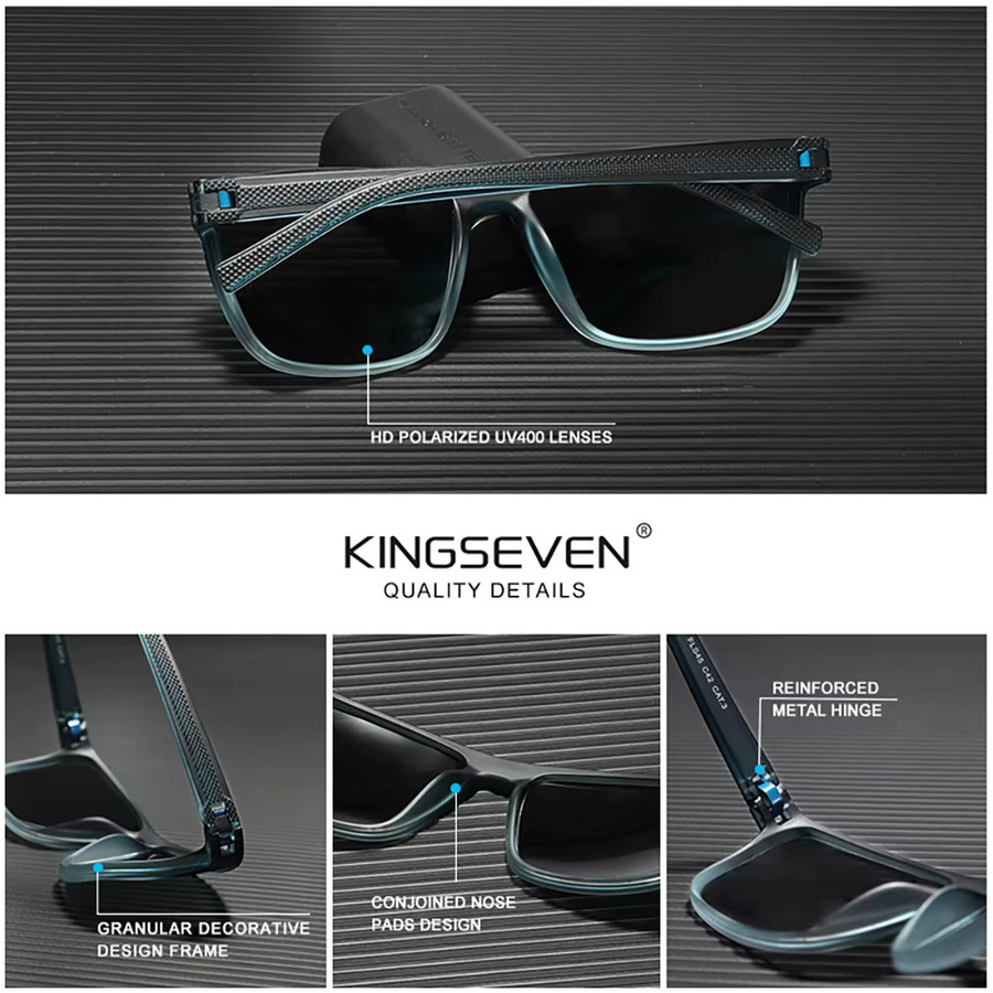 KINGSEVEN Sonnenbrille, Unisex, Vollrand, Kunststoff, Schwarz, polarisiert - Bild 3