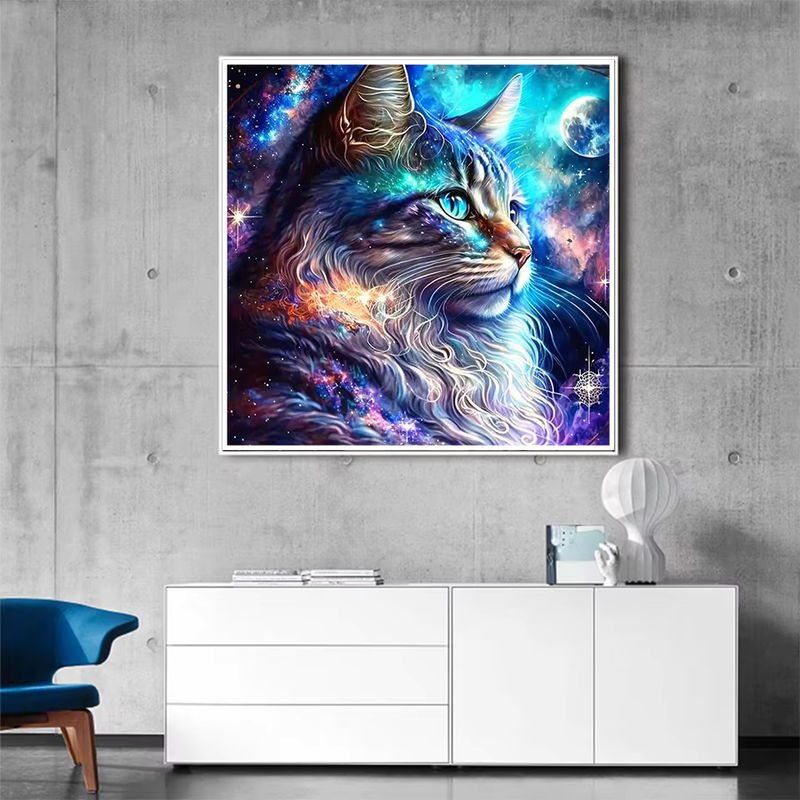 EverShine Diamantmalerei Katze im Sternenhimmel als Mosaik-Stickerei mit AB-Bohrern in Mehrfarbig - Bild 3