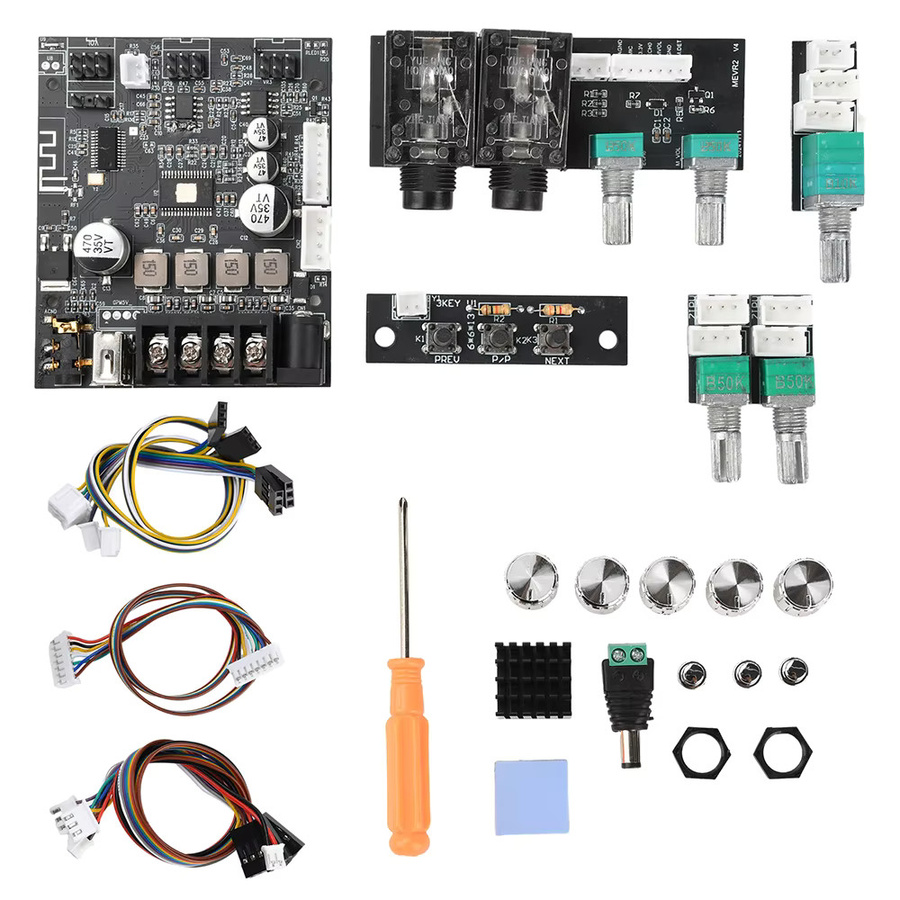 Aideepen 502T Bluetooth Verstärker Bord mit Mikrofon-Audio-Eingang, 2,0 Kanal TPA3116D2 Dual Kanal Verstärker, 50W x 2, Schwarz - Bild 4