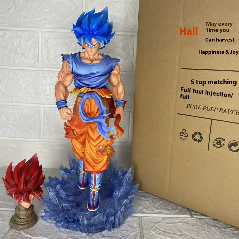 Bandai Dragon Ball Z Super Saiyan Goku Figur, mit Austauschbarem Kopf, LED-Basis, Modell Spielzeug - Bild 2
