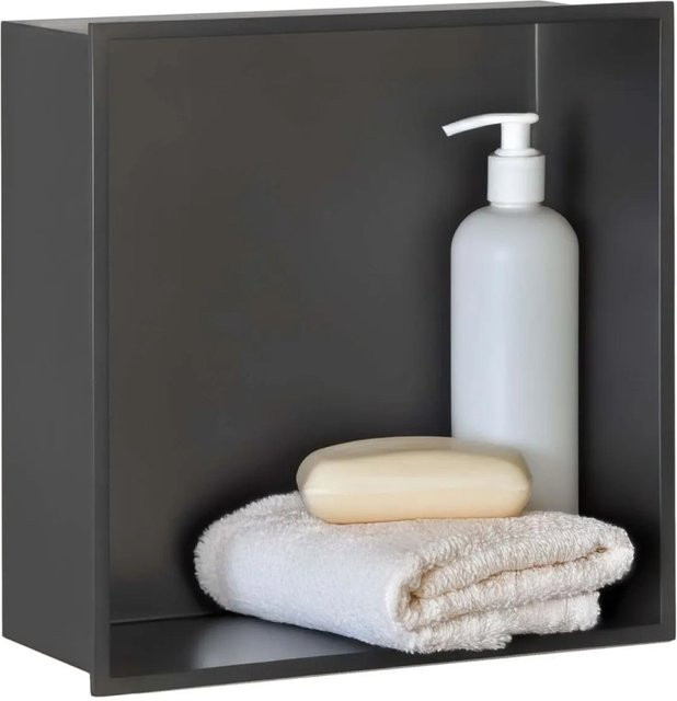 Dalsys Wandnische aus Edelstahl in Schwarz, B/T/H: 30 x 30 x 12 cm - Bild 1