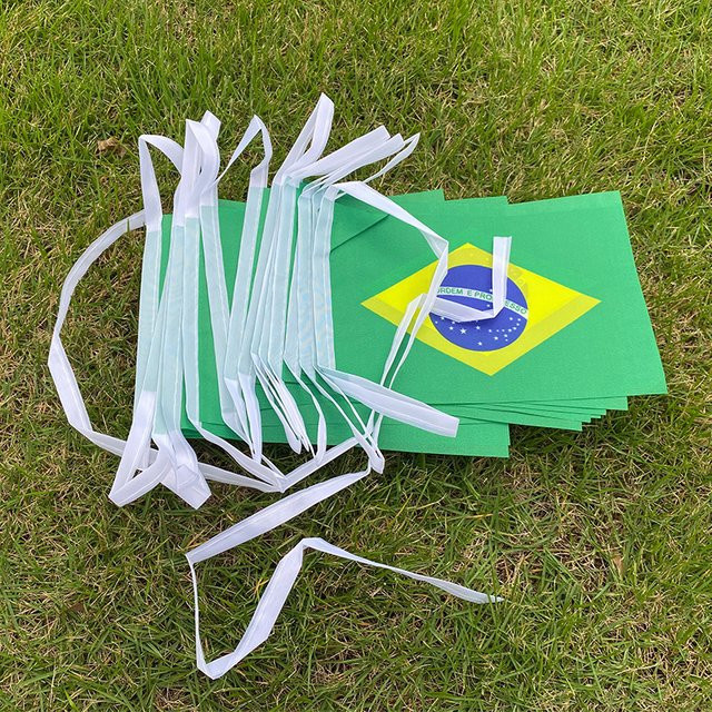 Aerlxemrbrae Brasilien Wimpelkette 20er Set, grüne Brasilien Fahnenkette für Party und Festival, B/H: 14 x 21 cm - Bild 1