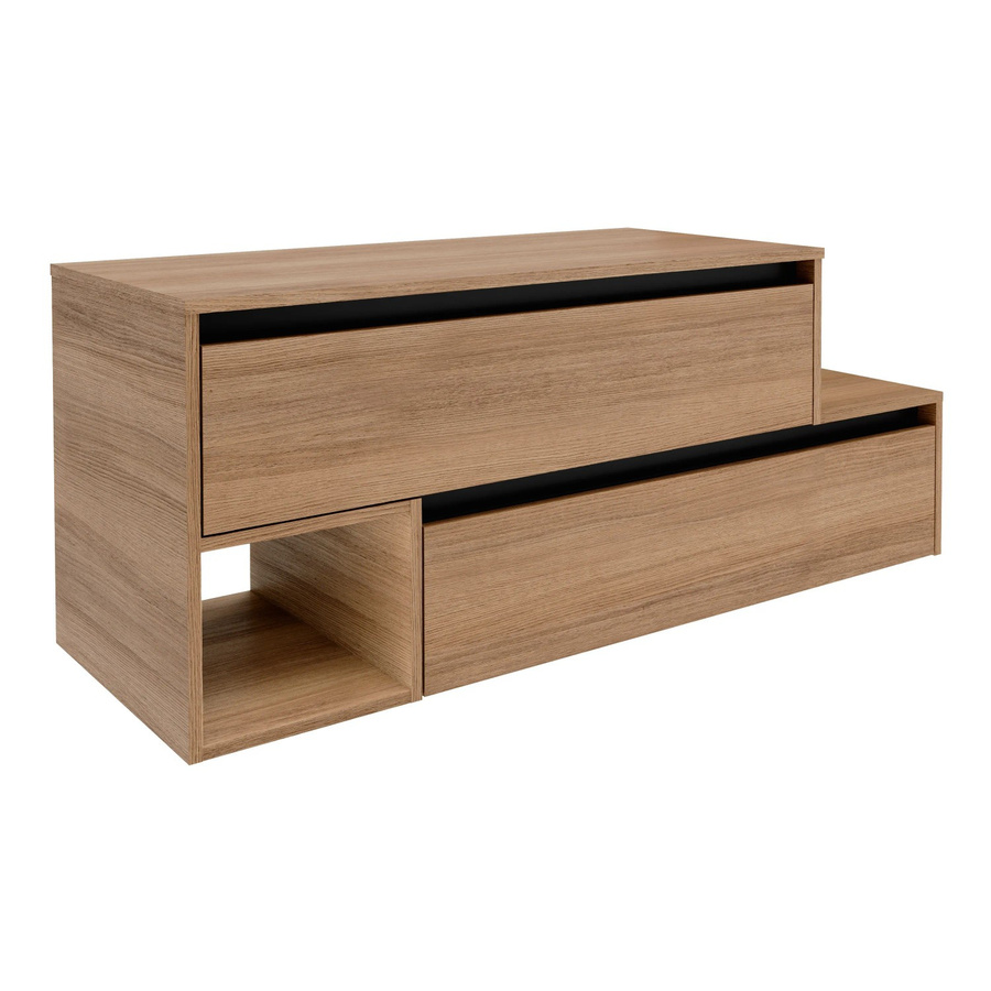 Fackelmann Waschbeckenunterschrank Vita in Holzoptik Oak/Schwarz, B/T/H: 128,7 x 51,6 x 46,5 cm - Bild 2