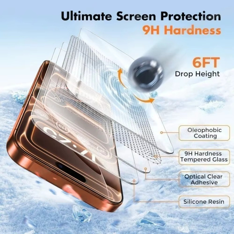 DIXSG 2er Pack Ultraklare Displayschutzfolie für iPhone 15 16 17 Pro Max und weitere Modelle mit One Click Installationsglas, Transparent - Bild 6