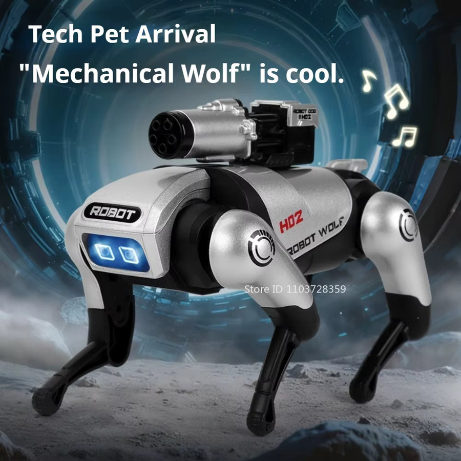 MAKEDA Roboter Wolf, Spielzeug Modell, Metall, mit Licht und Sound - Bild 3