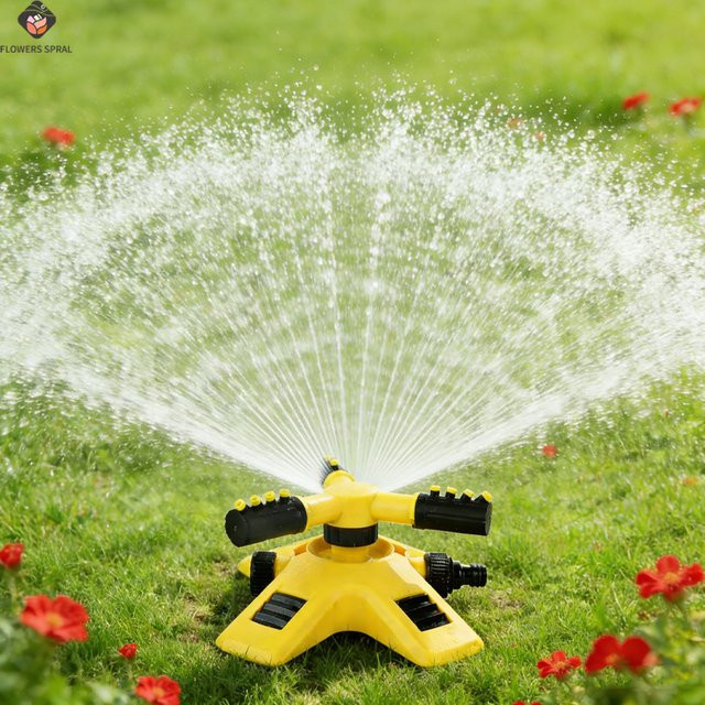 FLOWERS SPRAL Automatischer rotierender Gartensprinkler in Gelb für kreisförmige Bewässerung - Bild 1