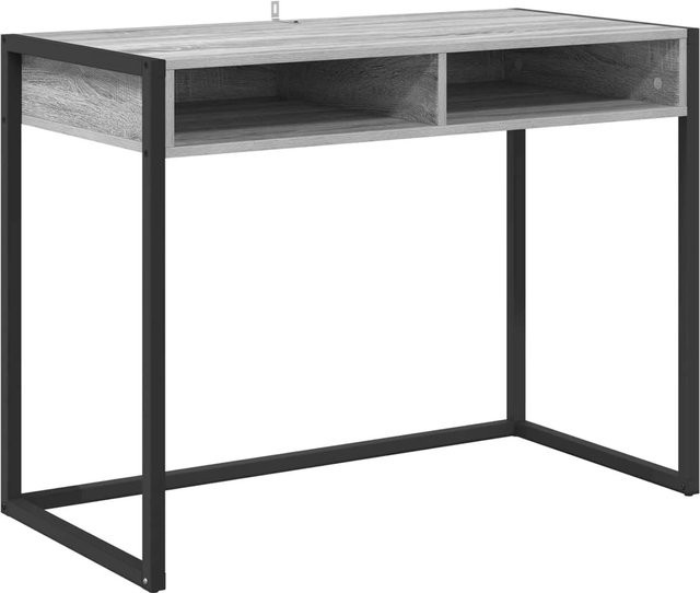 vidaXL Schreibtisch in Grau im Industrie-Stil aus Holzwerkstoff mit polierter Oberfläche, B/T/H: 100 x 50 x 75 cm - Bild 1