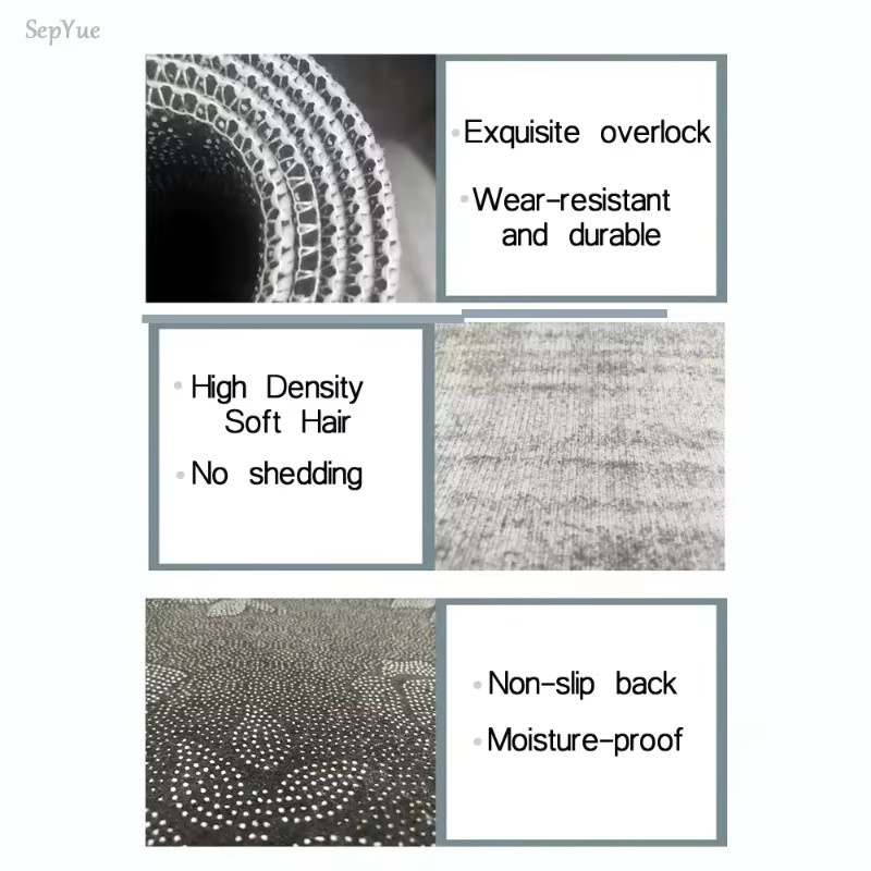 VIKAMA Vintage-Teppich mit Elefantenmuster in Schwarz, rutschfester Polyester-Teppich für Badezimmer, Küche, Schlafzimmer oder Eingangsbereich - Bild 4
