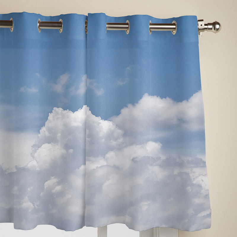 Super Six Himmel Wolken Fenstervorhänge Grau, semi-transparent Stoffdraperie für Wohnzimmer und Schlafzimmer, Breite: 135 cm, Höhe: 60 cm - Bild 4