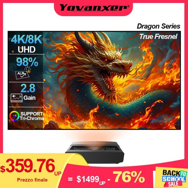 Yovanxer Dragon Series Fresnel 5.0 Pro ALR Festrahmen-Projektionsleinwand für Ultra-Kurzdistanz-UST-Projektoren mit Umgebungslicht-Abweisung - Bild 1
