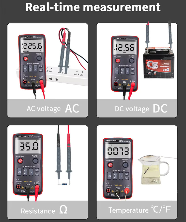 ZOYI ZT-A6 Digitalmultimeter mit Tastenbedienung für AC-DC-Spannung, Strom, Widerstand, Temperaturmessung und NCV-Funktion - Bild 5