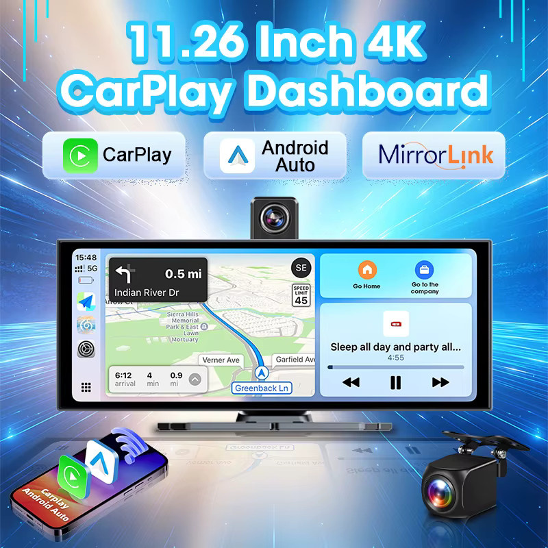 Develuck 4K Dashcam mit ADAS und Carplay Android Auto, 11,26 Zoll Frontkamera in Schwarz - Bild 2