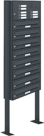 AL Briefkastensystem Freistehend mit 8 Fächern in Grau, B/H/T: 46,5 x 170 x 27,5 cm - Bild 1
