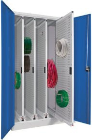Pavoy Stahl-Vertikalauszugsschrank mit 4 Auszügen in Lichtgrau und Enzianblau, H x B x T: 195 x 100 x 60 cm - Bild 1