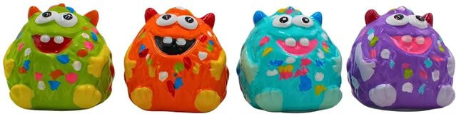 4er Set Sparschweine aus Keramik von Dekohelden24 in Multicolor mit wiederverschließbarem Gummistopfen, B/T/H: 6 x 6 x 6 cm - Bild 1