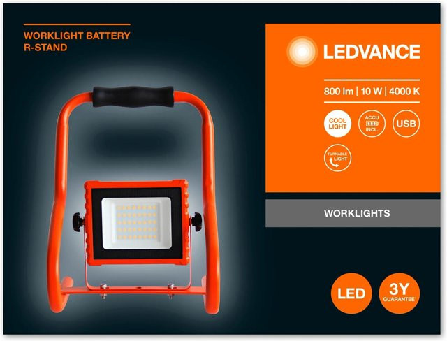 Ledvance LED-Arbeitslicht Worklight mit Akku, 10W, 800lm, Kaltweiß - Bild 1