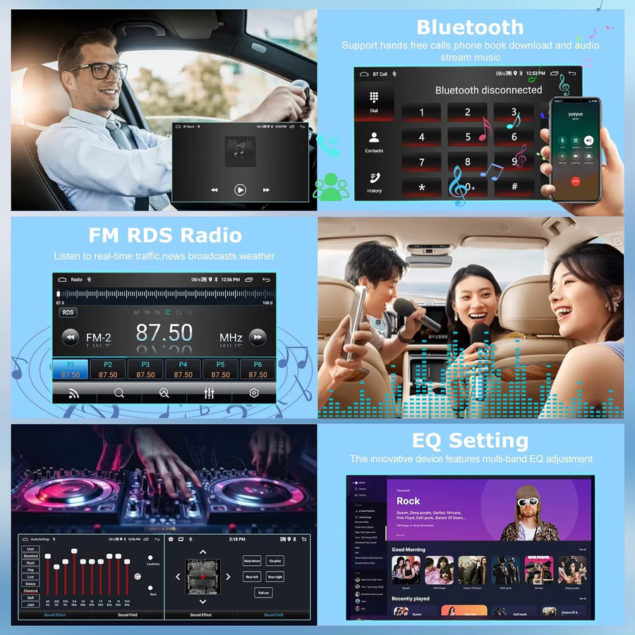 GEARELEC 2 DIN Autoradio für VW Volkswagen Polo 2009-2017 6R 6C mit 9 Zoll Display, Wireless CarPlay, Android Auto, GPS, WiFi, Bluetooth und SWC in Schwarz - Bild 5