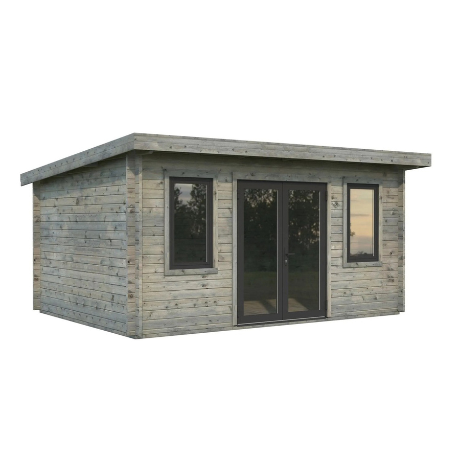 Palmako Holz-Gartenhaus Lisandra mit Pultdach in Grau, Blockbohlenbauweise, B: 470 cm, T: 350 cm, H: 244 cm - Bild 2