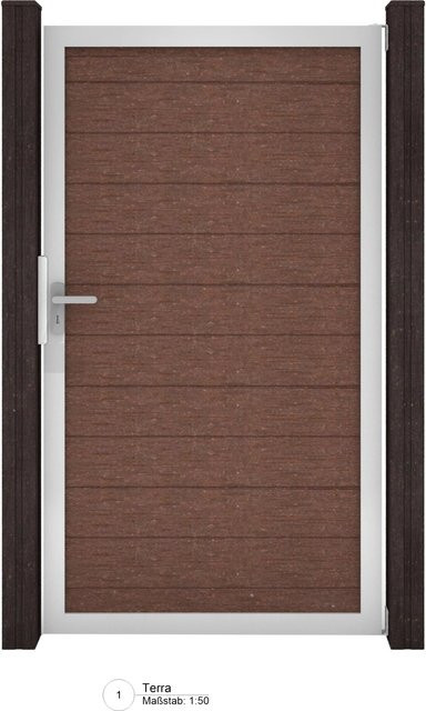 GroJa Solid Steckzaun Tor Universal-DIN Sondermaß in Terra, Breite: 150 cm, Höhe: 180 cm - Bild 1