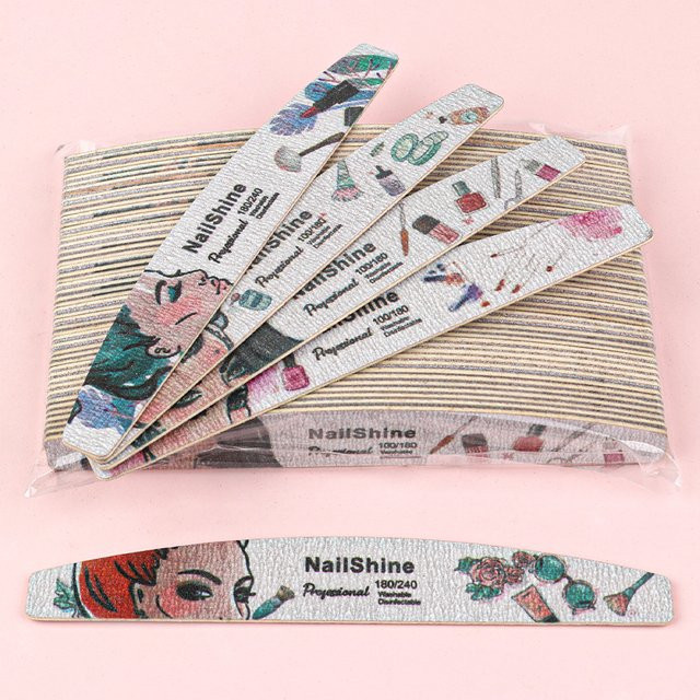 NailShine Nagelfeilen aus Holz, Körnung 100/180, 50 Stück, Unisex - Bild 1