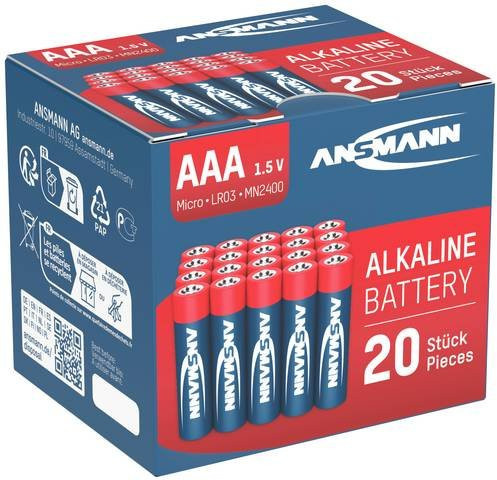 Ansmann Red-Line Micro AAA/LR03 Alkaline-Batterien 1,5V, 20 Stück, Rot - Bild 1