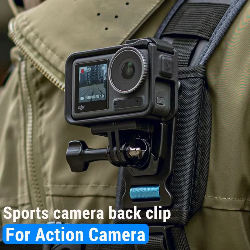 Schultergurthalterung für GoPro Hero 12/11/10/9 und DJI OSMO Action 4 mit 360-Grad-Drehung in Schwarz - Bild 3