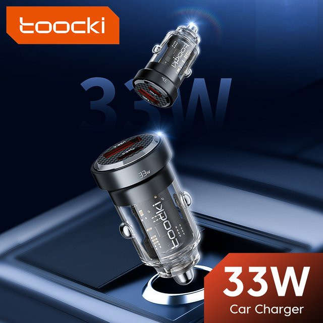 Toocki 33W USB-C Dual-Port Auto-Ladegerät mit PD und QC Schnellladefunktion in Schwarz - Bild 1