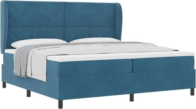 vidaXL Boxspringbett mit Matratze Dunkelblau B/T: 200 x 200 cm - Bild 1