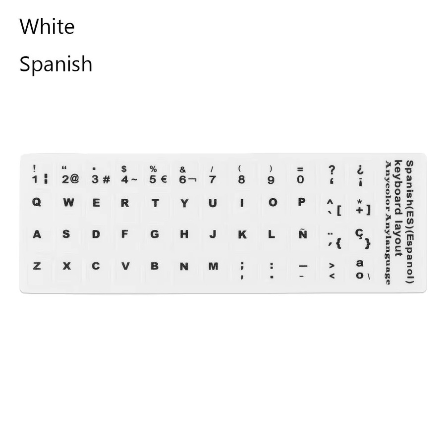 Verschleißfeste Tastatur-Aufkleber mit Arabischem, Deutschem, Russischem und Spanischem Alphabet-Layout in Schwarz und Weiß - Bild 1