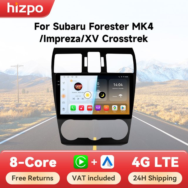 Hizpo Android Autoradio mit CarPlay und GPS für Subaru Forester MK4, Impreza, XV und Crosstrek 2013-2019, Multimedia Player mit 4G in Schwarz - Bild 1