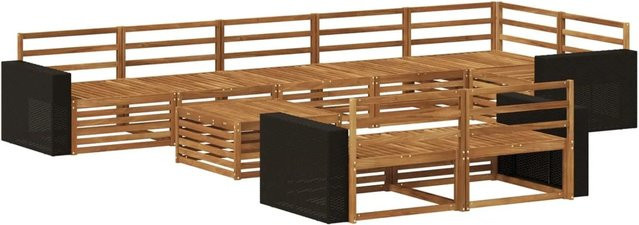 vidaXL Outdoor-Sofagarnitur aus Akazienholz mit 9 Teilen in Braun inklusive Kissen - Bild 1