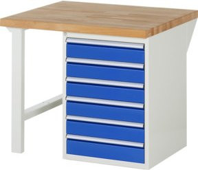 Rau Werkbank 7516A1 in Weiß mit 6 Schubladen, B/T/H: 100 x 90 x 89 cm - Bild 1