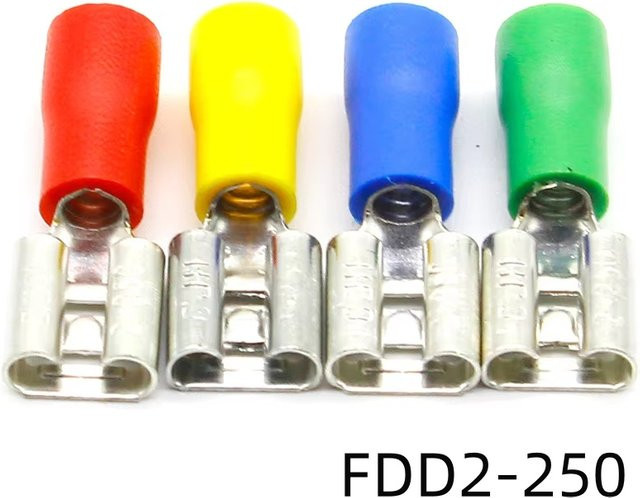 ELECAPITAL 100 Stück FDD2-250 Weibliche Isolierte Elektrische Crimp Terminal für 16-14 AWG Kabelanschlüsse - Bild 1