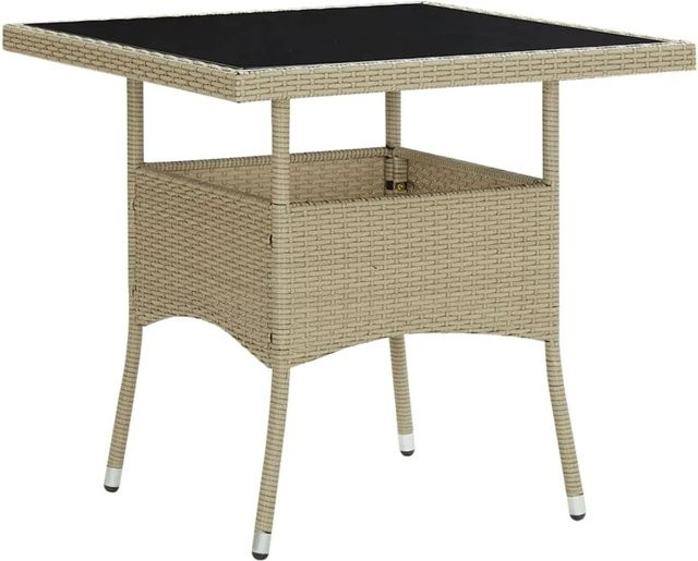 vidaXL Garten-Esstisch aus beige Poly Rattan und gehärtetem Glas für Terrasse und Veranda B/T/H: 200 x 100 x 75 cm - Bild 1