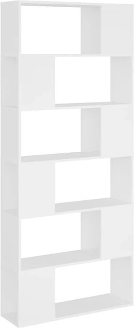 vidaXL Bücherregal Raumteiler Weiß aus MDF, B/T/H: 80 x 24 x 186 cm - Bild 1