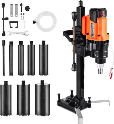 VEVOR Diamantkernbohrmaschine mit Bohrständer und 8 Diamantbohrern, 3000 W, 850 U/min, für Beton Ziegel und Stein, Farbe: Orange - Bild 1