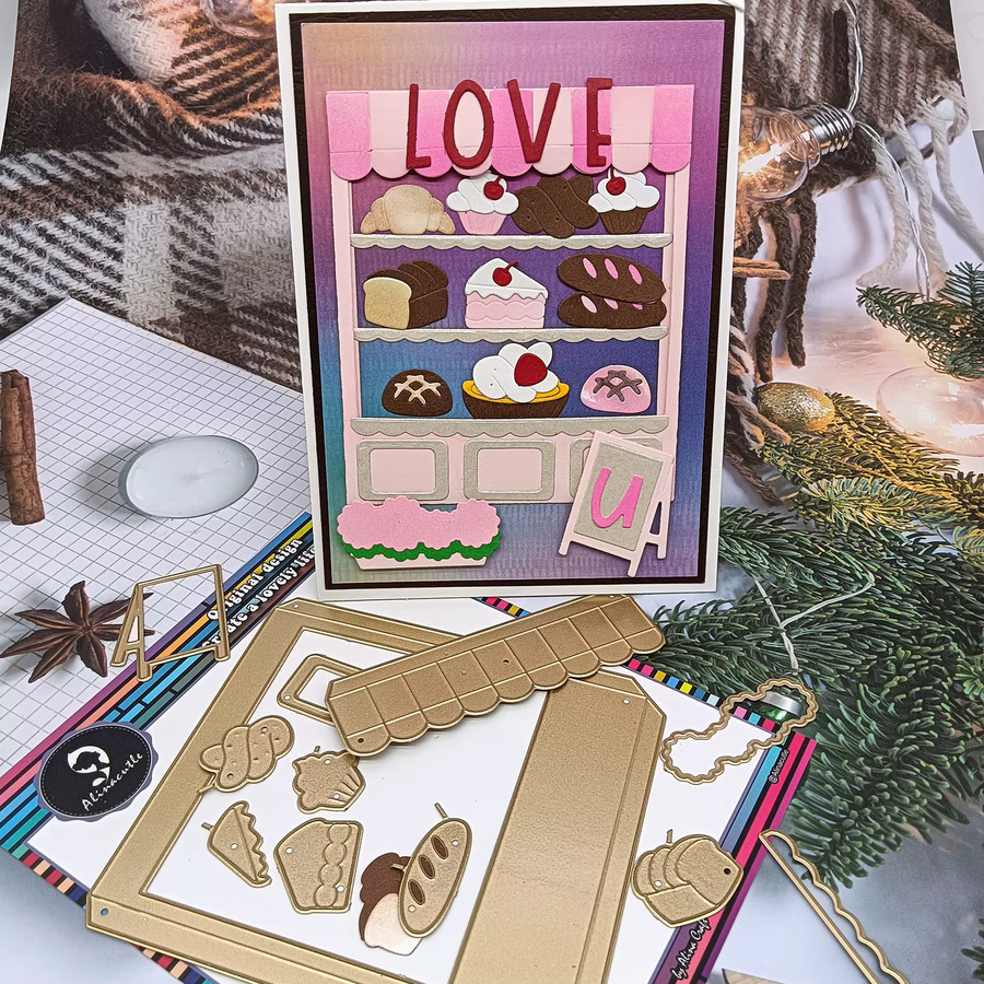 Alinacutle Dessert Shop Metall-Stanzform in Gold für DIY-Grußkarten, Scrapbooking und Handwerk - Bild 3