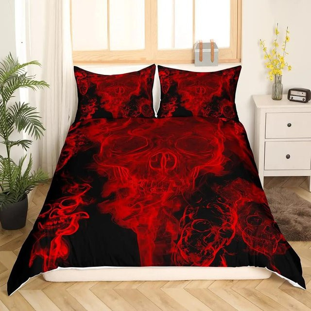 Your Warm Home Halloween Bettwäscheset mit Totenkopf und goldener Krone in Schwarz-Gold, 2-teilig, Breite: 173 cm, Länge: 218 cm - Bild 1