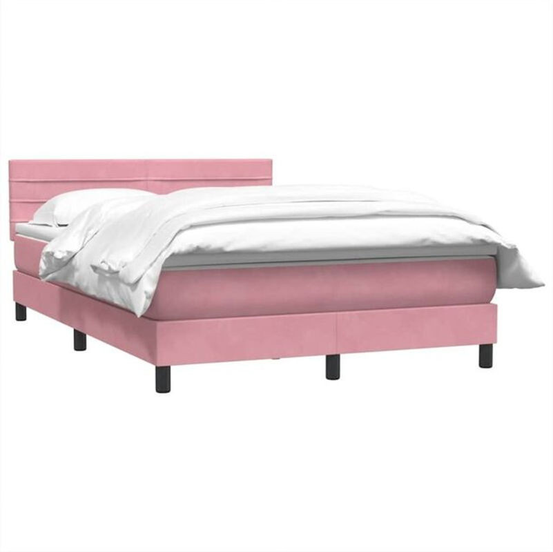 vidaxl Boxspringbett mit Matratze in Rosa und Weiß aus Samt, B/T/H: 160 x 210 x 78 cm - Bild 1