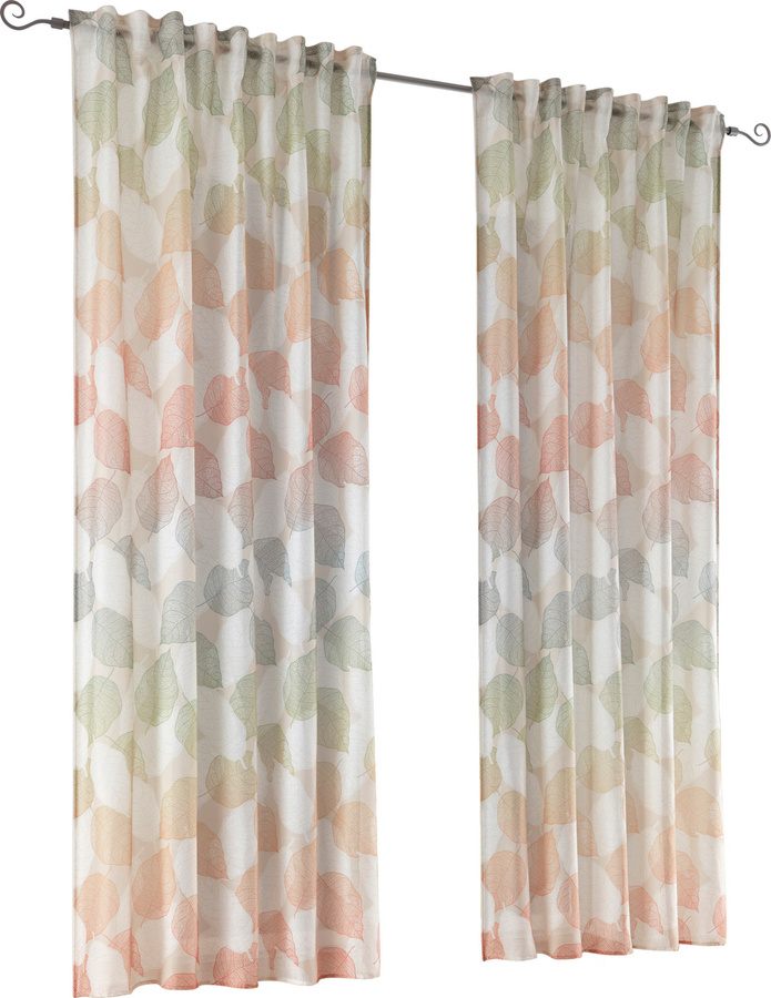 Heine Home Dekostore mit floralem Blattmuster in Beige und Multicolour, semi-transparent, 100% Polyester - Bild 2