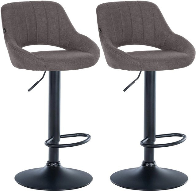DELUKE 2er Set Barhocker SEGAD mit Lehne, Stoff Dunkelgrau und Schwarz, B/T/H: 47 x 48 x 85 cm - Bild 1