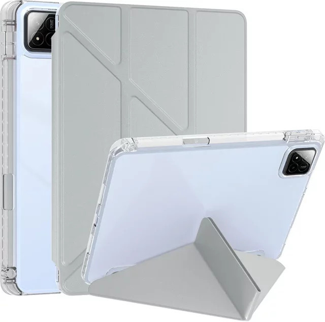 Transparente Smart Cover Schutzhülle für Xiaomi Pad 7 Pro 11,2 Zoll und Xiaomi Mi Pad 5 6 Pro 11 mit Acryl-Rückseite, Stifthalter und Standfunktion, Farbe: Transparent/Grün - Bild 1