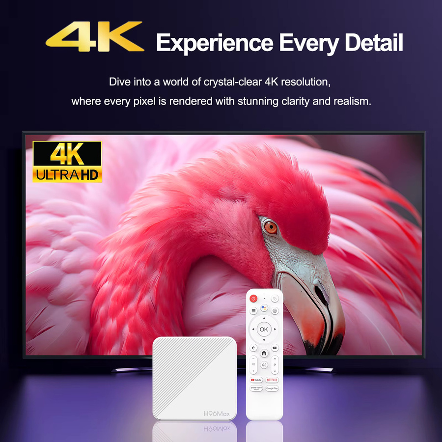 H96 MAX H313 Smart TV-Box mit Android 14, 4K UHD Media Streamer, 2GB RAM, 16GB Speicher, Wifi6 und Bluetooth 5.0 in Weiß - Bild 3