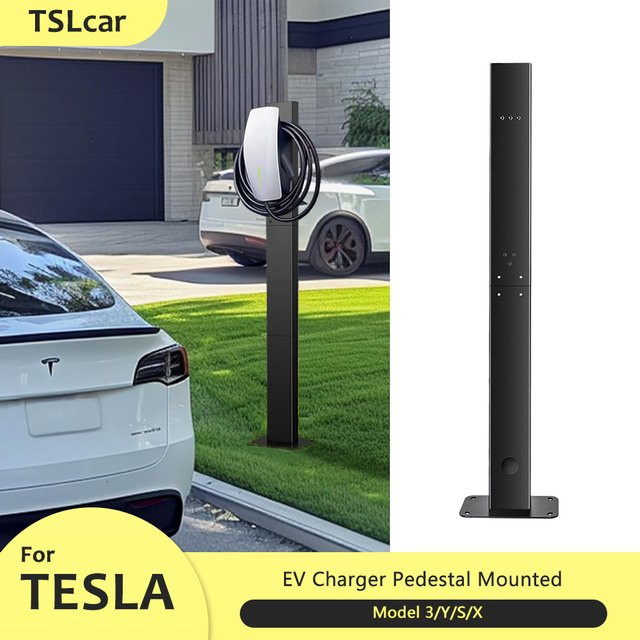 xyzplus EV Ladestation Halterung aus Aluminium Legierung für Tesla Modell 3 Y S X Schwarz Outdoor Ladegerät Sockel - Bild 1